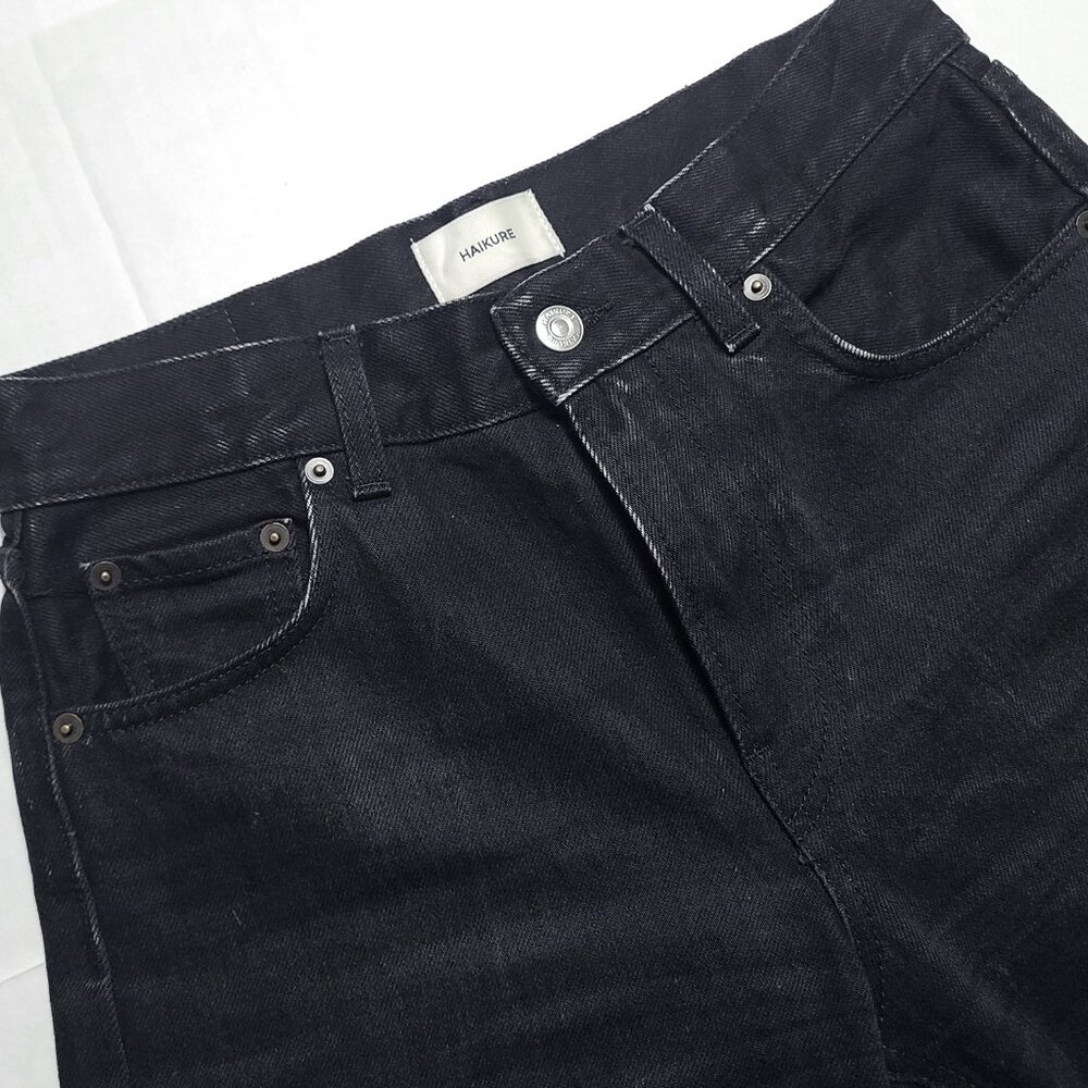 Haikure Cleo Washed Black Denim Jeans Sz 27 Made in Italy Straight Leg